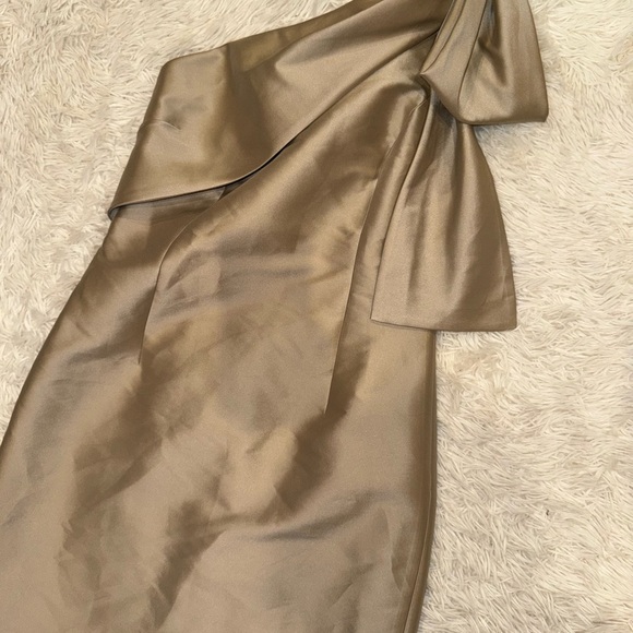 Sachin and Babi BONNIE one shoulder bow Pewter Gown sz 10 - Picture 3 of 6